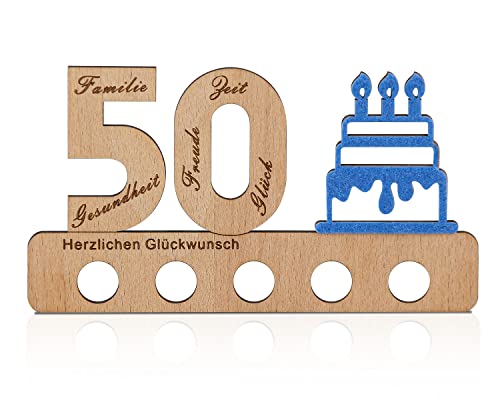 Giftota - 50. Geburtstag Geldgeschenk Holz - Geschenk zum 50. Jubiläum - Holz-Schild Gästebuch - Originelle Geldgeschenke für Männer und Frauen
