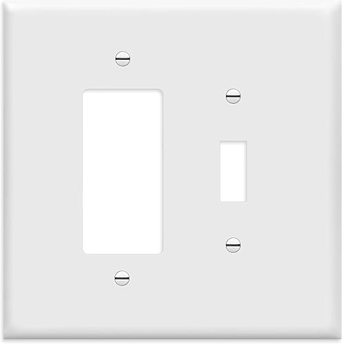 Placa de pared de metal combinada de 2 cuadrillas de gran tamaño  (1) decoradorGFCIRocker con (1) cubierta de placa de interruptor de luz combinada