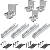 HpLive Solarmodul Alu Halterung, Montageschiene Solarmodule Panel Befestigungsschiene Trapezblech Dachhalterung 200MM, Befestigungs-Set 4X Schiene + 4X Endklemme 35 MM