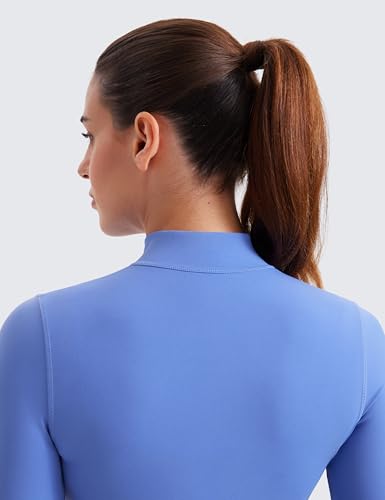 Image of CRZ YOGA Butterluxe Cropped Athletic Jackets | Extremely Soft, Slim Fit, Full Zip, Mockneck, Thumb Holes, for Women