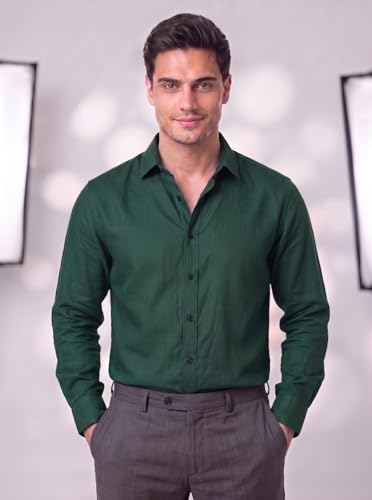 Image of Men's Cotton Blend Solid Casual Shirt Regular Fit Full Sleeve Shirt for Men Plain Formal & Casual Wear Collared Button Down Shirt