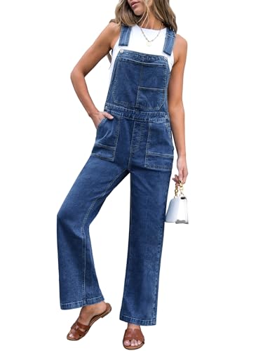 luvamia Baggy Denim Overalls for Women Stretchy Straight Wide Leg