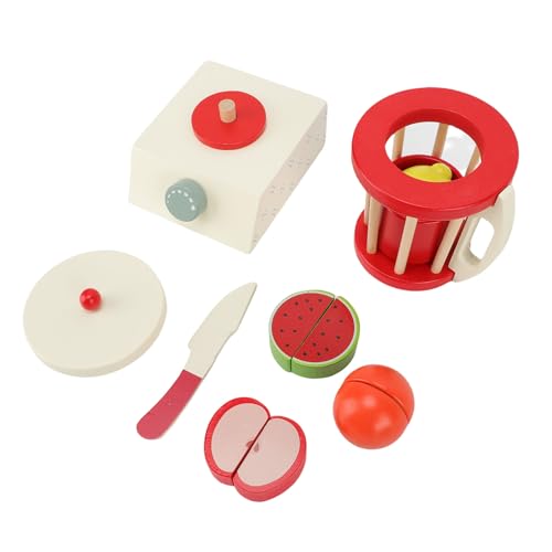 VGEBY Wooden Smoothie Blender Toy, Beechwood Role-Play Kitchen Set with Blender Cup and Fruit for Kids Ages 3 and Up - Image 2