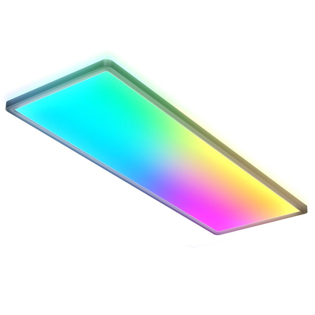 B.K.Licht I RGB LED Ceiling lamp I Ultra Flat LED Panel I Colour Change I RGBW Ceiling Light dimmable I Backlight Effect I Remote Control I Black