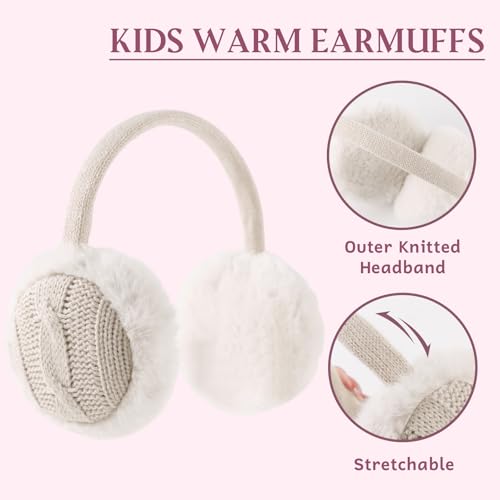 OMUKY Winter EarMuffs for Kids Toddler Knitted Ear Cover Plush Outdoor Children Cold Weather Ear Warmer2