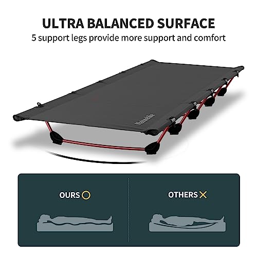 Naturehike GreenWild Camping Cot, Ultralight Folding Backpacking Cot, Supports 330lbs, Portable Camping Bed for Adults for Camping Hiking Travel Home, Black - Image 6