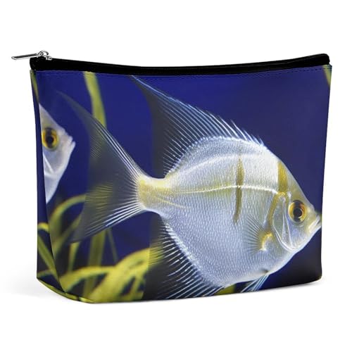 Bolsa de maquillaje, bolsa de viaje para cosméticos, bolsa de aseo portátil para acuario, pez ángel, bolsa de gran capacidad con cremallera, estuche organizador de maquillaje, bolsa de aseo impermeabl