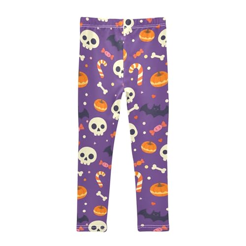 Cute Skull Candy Pumpkin Bat Girls Leggings Soft Stretch Workout Yoga Dance Pants for Kids Casual Tights2
