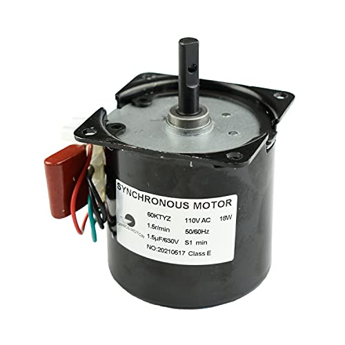 CHANCS 60KTYZ AC Synchronous Motor 110V 1.5RPM Electric Geared Motor High Torque: 100Kg.cm Reduction Motor