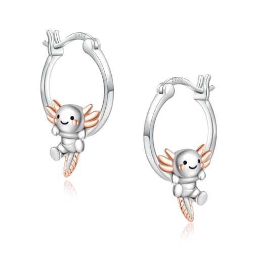Les Osewa Axolotl Hoop Earrings For Women 925 Sterling Silver Hypoallergenic Cute Animal Earring For Girls Axolotl Jewelry Gifts cover