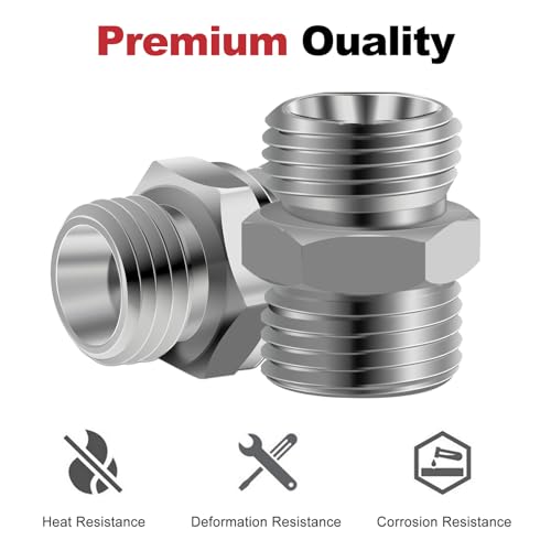 Image of 2pcs M22 to M22 Carbon Stee Fittings Adapters for Mini Excavator Adapting, Reducing Or Enlarging Connect Such Air Pipe, Fuel Pipe, Water Pipe, Etc Full Port Straight Pipe Fitting Connector