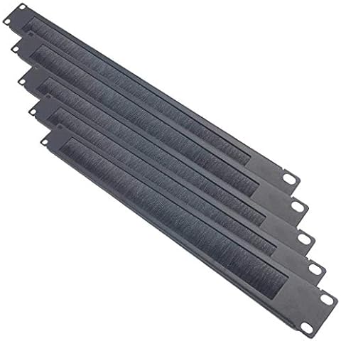 QiaoYoubang 5 Pack 1U Brush Cable Manager Horizontal Rack Mount Cable Management Strip Panel for 19-inch Server Rack or Network Cabinet Cover