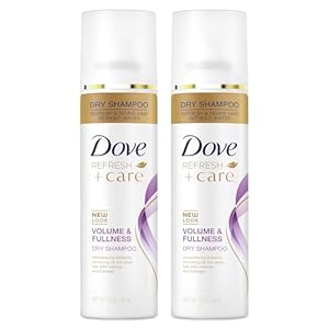 Dove Dry Shampoo Spray, Volume & Fullness, Absorbs Oil to Refresh Hair Without Washing, 5 oz (2-Pack)