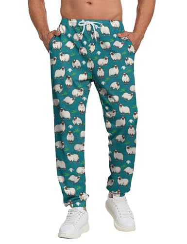 PIANHAUE Pantalons de jogging pour hommes avec poches, Sheep, Medium