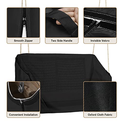 Hanging Porch Swing Cover Hammock Swing Cover Water Resistant Oxford Fabric Outdoor Swing Chair Cover Canopy Replacement Cover All Weather Protected Patio Swing Furniture Cover-61X28X(35-28)’’ (Black) #TOP3