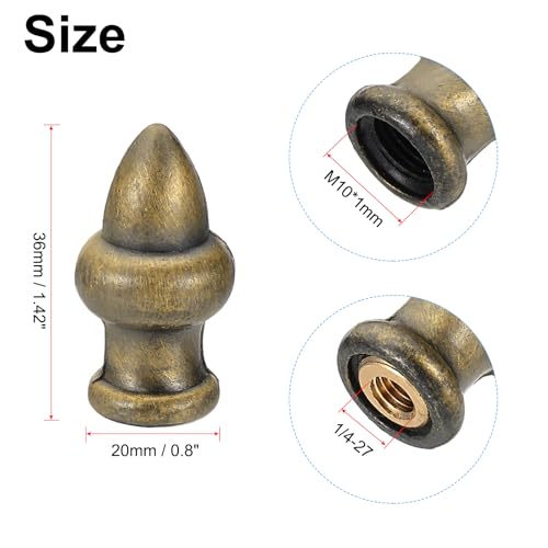 Image of PATIKIL 36 x 20mm Lamp Finials Caps Knob, 2 Set Solid Lamp Shade Top Decoration Screw Cap Nuts with Brass Reducing Adapter for Table Lamps Floor Lamps, Bronze