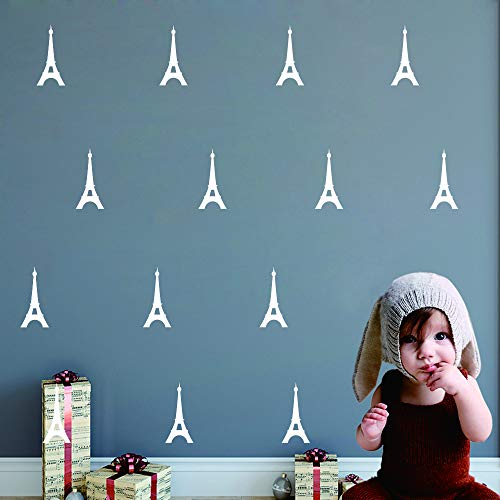 40 vinilos decorativos Torre Eiffel para pared blanco