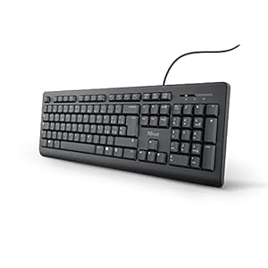 Trust Taro Tastiera USB Cablata, Layout Italiano QWERTY, Tastiera PC con Filo per Computer/Laptop/Notebook, Mac/Windows, Cavo di 1.8 Metri, Resistente ai Liquidi, Ergonomico – Nero