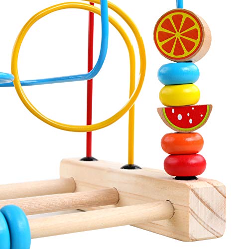 GEMEM Bead Maze Roller Coaster Wooden Beads Abacus Circle Educational My First Toy Cube Gift for Baby Toddlers Kids