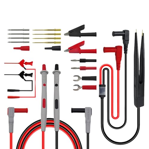 Versatile Testing Purposes: Improve your electrical testing with 21 accessories, double insulated PVC, and banana plugs for diverse testing needs with the Multimeter Test Lead Kit