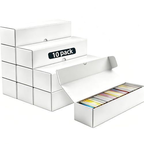 JPPSUJJ Trading Card Storage Box 10-Pack 1000 Count Heavy Duty Corrugated Cardboard Box - Bulk Organizer for TCG MTG Sports & Collectible Cards 12.8 INCH Horizontal