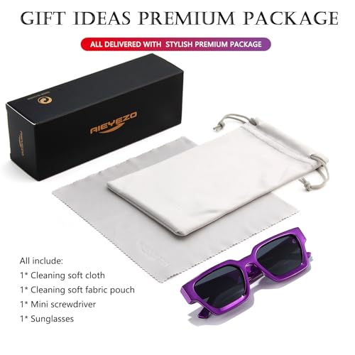 Image of AIEYEZO Square Sunglasses for Women Men Square Thick Frame Sun Glasses Simple Designer Style Shades