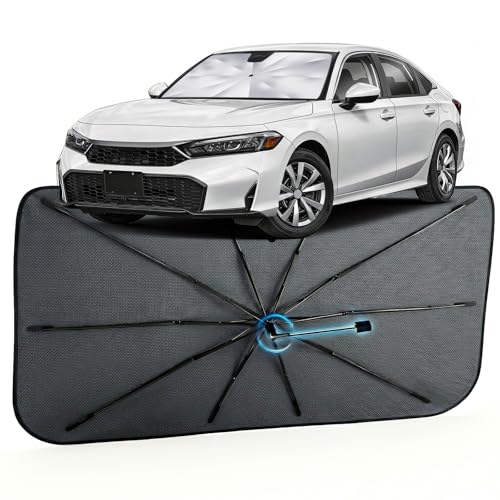 Image of Car Windshield Sun Shade for Honda Civic 2016-2026 -[Reflective Coated Fabric] Sunshade Umbrella for Front Window, Car Shades Sun Visor Keep Car Cool and Protects Interior, 1:1 Exact Fit