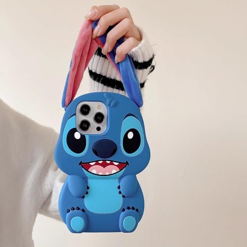 Image of Meyaar Orry Style Cute Case for Apple iPhone 14 / iPhone 13 / iPhone 15 Case, Soft Silicone Cover for Apple iPhone 13 / iPhone 14, iPhone 15 Case Cover (Lilo Stitch, for I Phone 15)