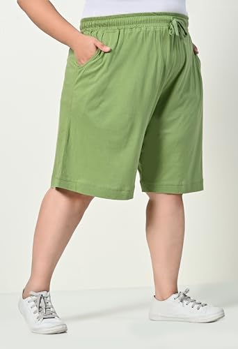 Image of Women's Plus Size Bermunda Shorts | Knee Length Cotton Short | Half Pants for Womens