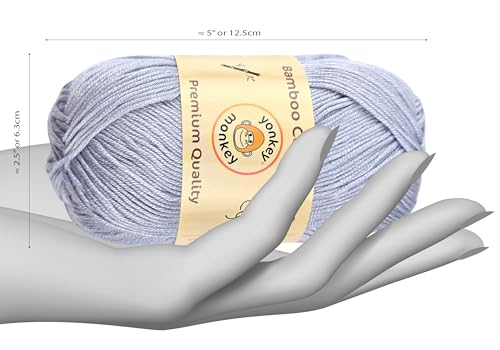 Image of 10-Pack of Yonkey Monkey 500 Grams Yarn - 70% Rayon derived from Bamboo, 30% Cotton - Imported - White Gray 9006