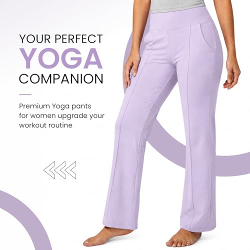 Image of NINQ Women High Waist Flare Pants Lite Regular | Smart Casual Korean Trouser for Office Wear, Gym, Sports, Travel & Daily Styling