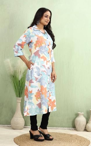 Image of KESUDI A Line Dresses for Women Western Rayon Floral One Piece Dress for Women | Stylish Flared Roll Tab Sleeve | Knee Length Midi Maxi Dress | Wear as Beach, Party