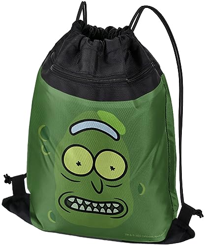 LOGOVISION Rick And Morty Pickle Rick Face Drawstring Backpack Sports Bag Sackpack 17