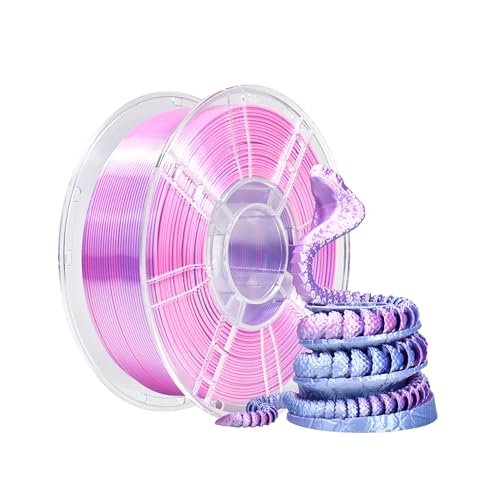 Image of iBOSS PLA Plus Filament 1.75mm Dual Color, Shiny Silk PLA PRO 1kg 3D Printer Filament, Coextruded 3D Printing Filament Magic PLA+, Fits for Most FDM 3D Printers (Silk Purple Silver)