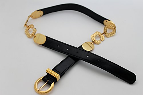 TFJ Women Fashion Skinny Belt Hip Gold Charms C Buckle Narrow Black3