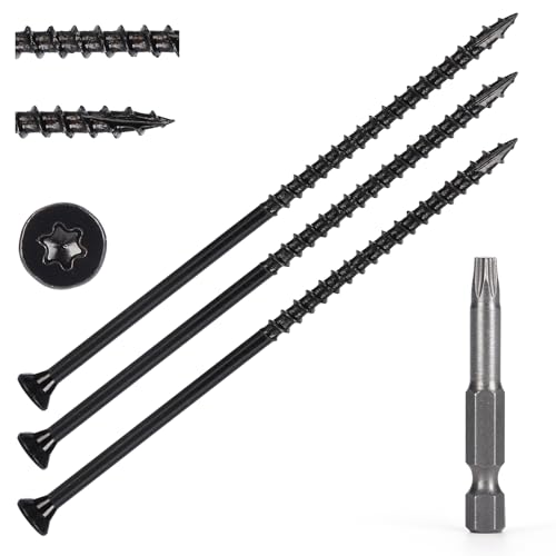 Image of Wood Screws #10 x 5'', T25 Star Torx Drive Flat Head Deck Screws, Black, 42Pcs (1lb)