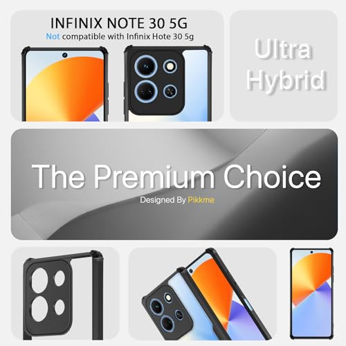 Image of Pikkme Infinix Note 30 5G Back Cover | Crystal Clear Transparent Back | Ultra Hyrbid | Full Camera Protection | Raised Edge | Bumper Back Case (Black)