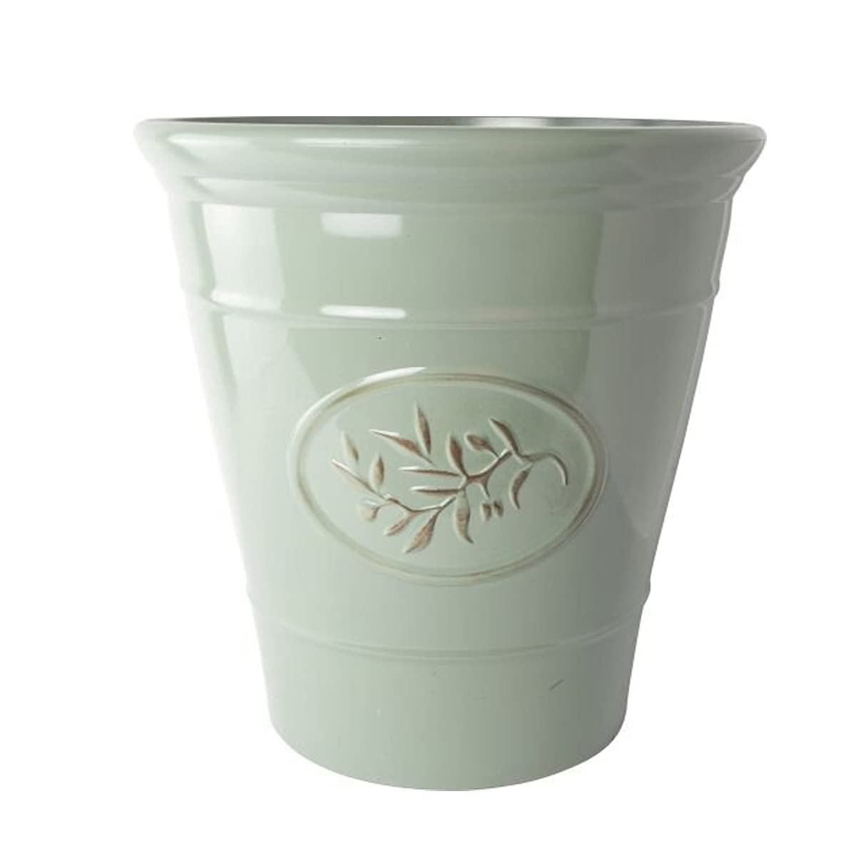 Plastic Outdoor Classic Olive Planter With Glossy Finish 40cm Frost Proof Long Lasting Flower Pot Garden Planter-Green