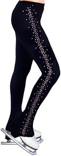 DHONDT Women Girls Ice Figure Skating Practice Long Pants, High Stretch Figure Skating Leggings with Fleece Lining