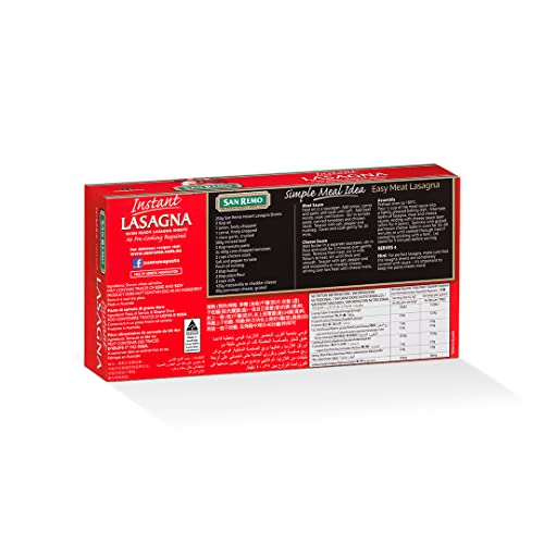 Image of San Remo Instant Lasagna Sheets 500gms Oven Ready Lasagna Sheets Australia's No 1.(2 Pack of 250gms)