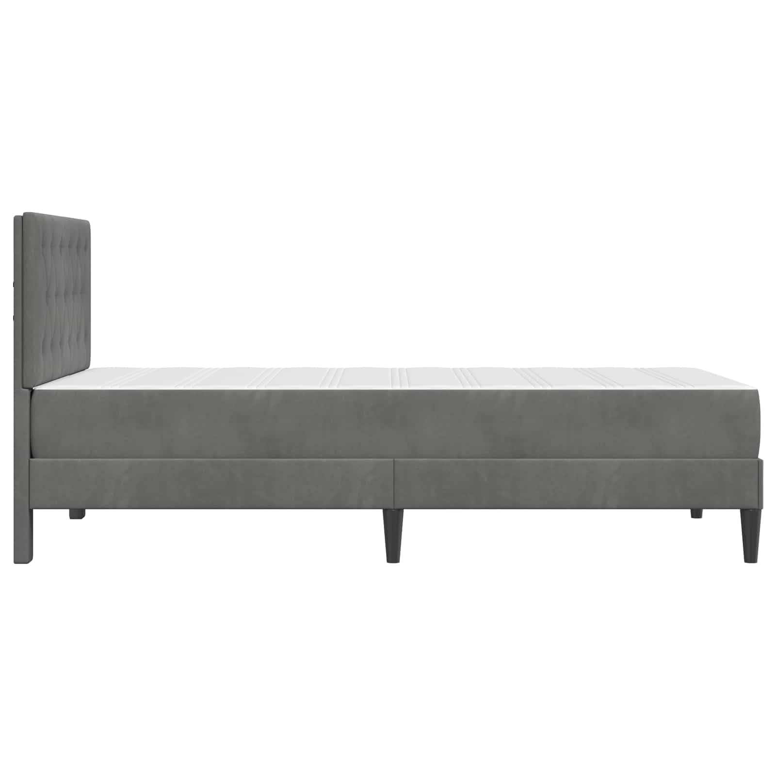 Rama łóżka z materacem, ciemnoszara, 90 x 190 cm, aksamitna, ergonomiczna, oddychająca, z wytrzymałym stelażem, miejscem do przechowywania, nakładka z pianki memory, idealna dla gości i