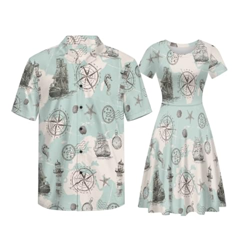 Image of AFPANQZ Couple Matching Outfit Casual Men's Button Down Shirt or Short Sleeve Summer Sundresses Dresses for Women 2026