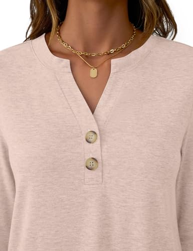 Women's Long Sleeve V-Neck Top $6.50 – Casual Button Blouse, Loose Fit Tunic for Fall - image 6
