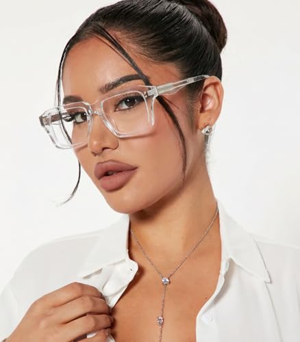 Image of AIEYEZO Fashion Square Blue Light Glasses for Men Women Retro Thick Frame Blue Light Blocking Computer Glasses