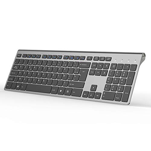 JOYACCESS Clavier sans Fil Rechargeable, 2.4G Clavier Pleine Taille AZERTY, Clavier pour PC Compact et Ergonomique, Ordinateur Portable, Mac et Smart TV, Compatible pour Windows 10 / XP / 7/8 / Vista