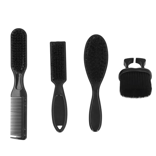 Cepillo para Peinar la Barba Juego de Cepillos para Barba, Cepillo para Plumero para el Cuello de Peluquero, Juego de 4 Cepillos para Barba para Hombres, Cepillo para Plumero de