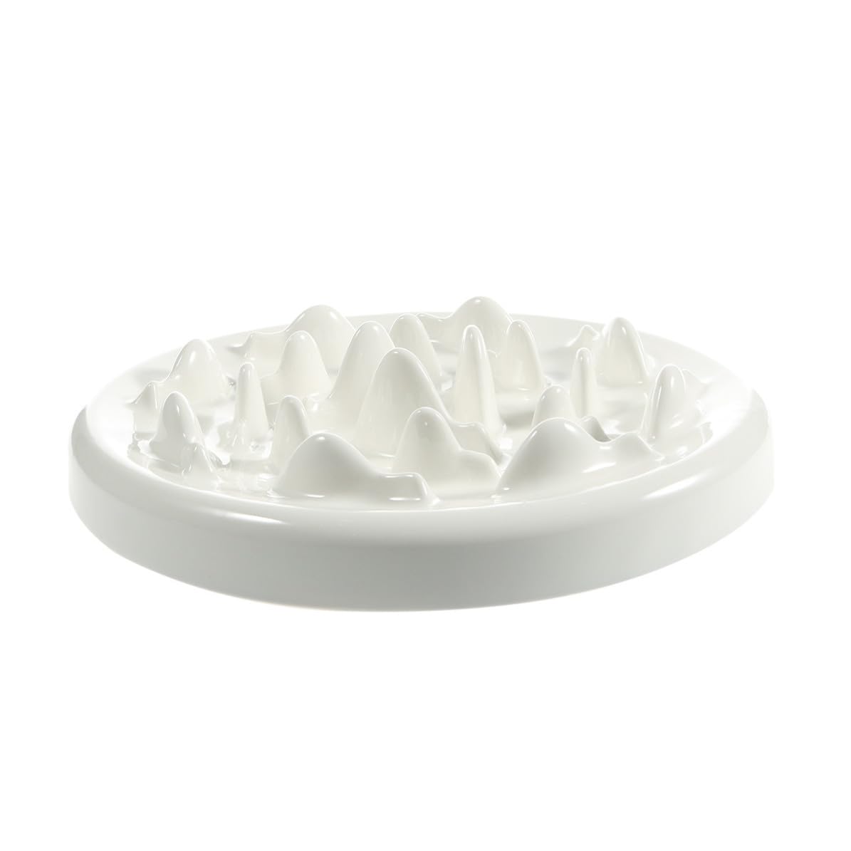 TOYANDONA Gamelle Bol Forme Labyrinthe pour Chat et Chien en Céramique Blanche Anti-Casse, pour L'alimentation Lente et Saine des Animaux Domestiques