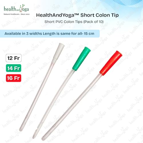 HealthAndYoga™ Enema Supplies - Short 15 Centimeters Discomfort-Free, Medical Grade Colon Tips - Flexible Rounded End for Smooth Insert - Saver Pack - Set of 10 (12 FR)