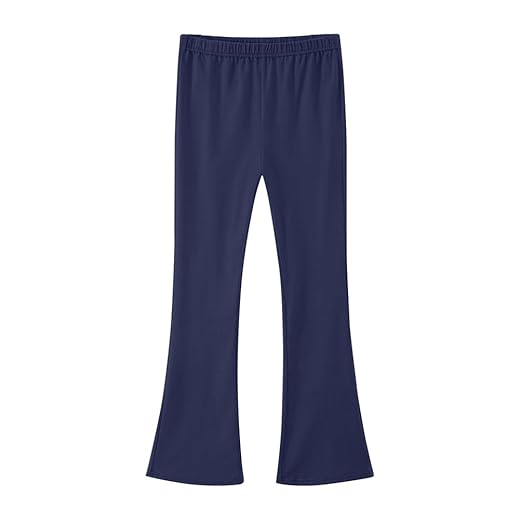 Calça legging infantil flare de cintura alta com fundo de sino casual de algodão para meninas adolescentes 4-16 anos, Azul escuro, 7-8 Anos
