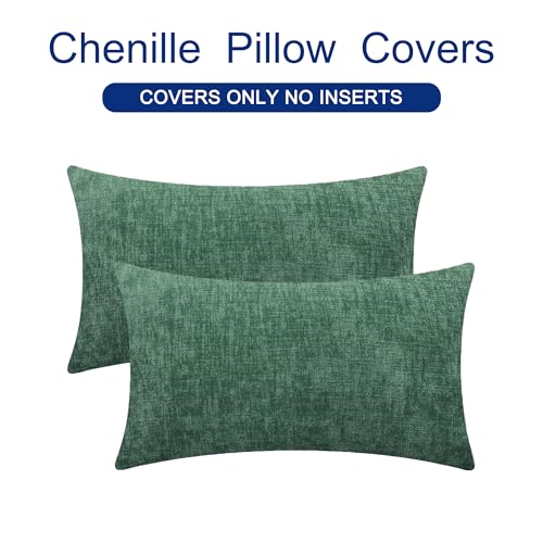Image of CaliTime Decorative Couch Throw Pillow Covers 26 X 16 Inches Dark Green